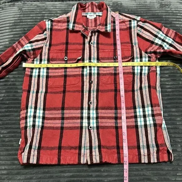 Obey Plaid Thick Flannel Stephan Shirt Jacket Long Sleeve Button Down Medium - Picture 3 of 9